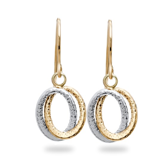 14k Gold Two-Tone Fancy Dangle Earrings 14k Gold Two-Tone Fancy Dangle Earrings